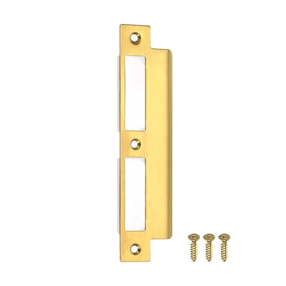 Uxcell 180mm x 40mm 201 Stainless Steel Door Latch Deadbolt Strike Plate, Gold Round Edge