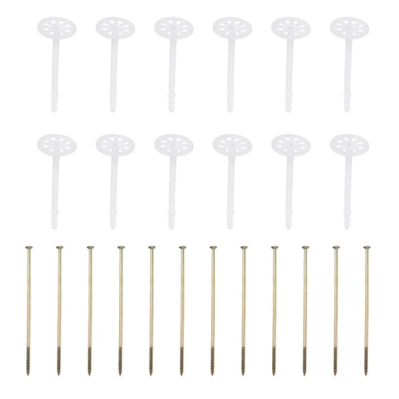 Uxcell 182mm Perforated Insulation Pins, 50 Pcs Insulating Nails Wall Plug Plastic Expansion Bolt for Fixing Foam Boards to Masonry Wall or Ceiling