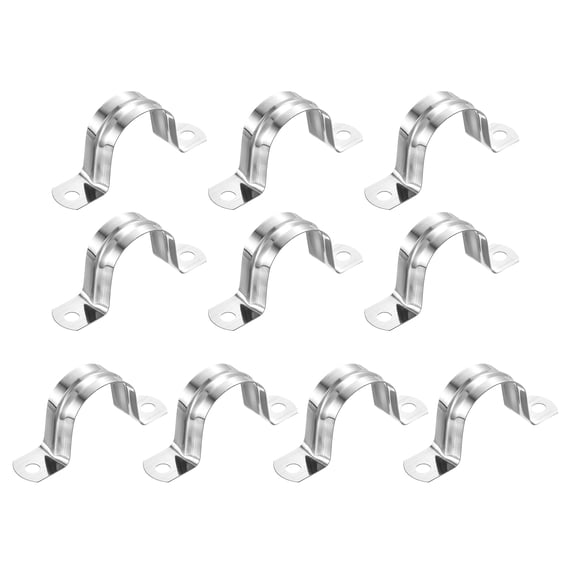 Uxcell 18Pack 32mm Rigid Pipe Straps 2 Hole U-Shaped Bracket Clamps 304 Stainless Steel