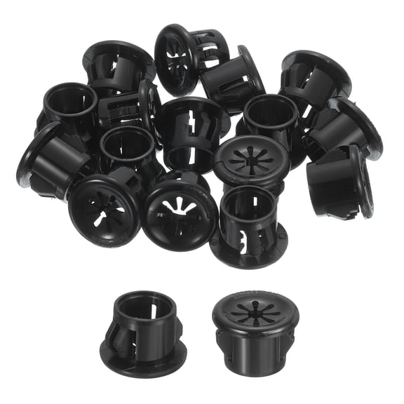 Uxcell 18Pack Cable Grommets, Snap Bushing Grommet for Holes with 0.43"(11mm) Mounting, Round Nylon Snap in Cable Desk Grommet for Cables and Cords Management, Black