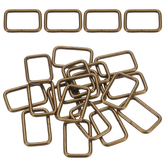 Uxcell 18Pcs Metal Rectangle Ring Buckles, 4/5" x 1 2/7" Square Strap Webbing Rings for Camping Dog Luggage, Bronze