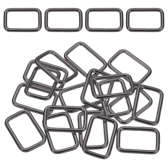 Uxcell 18Pcs Metal Rectangle Ring Buckles, 4/5" x 1 2/7" Square Strap Webbing Rings for Camping Dog Luggage, Grey Black