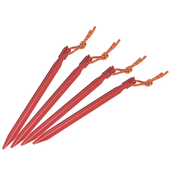 Uxcell 18cm/7.1 Inch Y-Beam Aluminum Tent Stakes Ground Pegs with Pull Rope Red 10 Pack