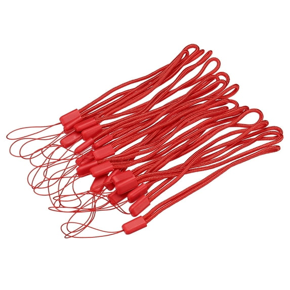 Uxcell 18cm Portable Item Nylon Cord Lanyards Hand Wrist Strap String Red 20 Pack