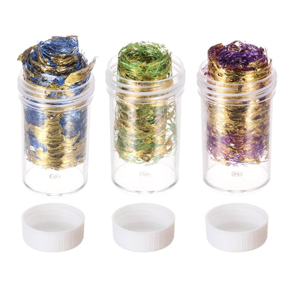 Uxcell 18g Gold Flakes 3 Bottles Mesh Gold Foil Sheet,Blue,Green,Purple