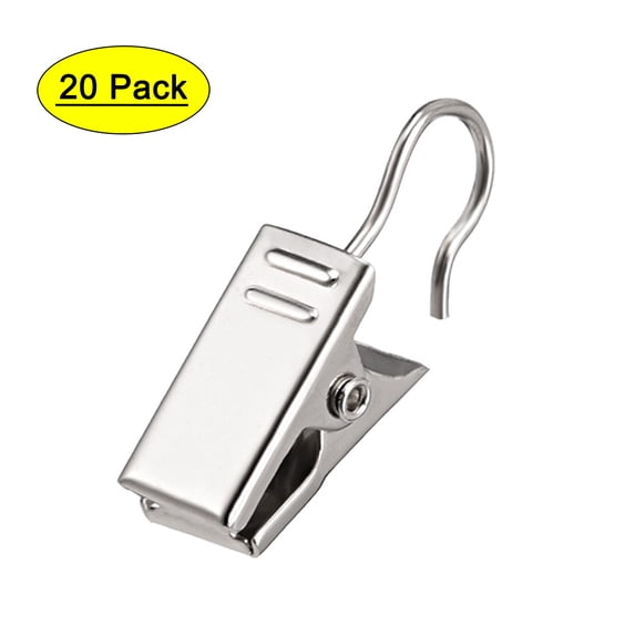 Uxcell 18mm Curtain Clips Metal Chrome Plated Silver Tone 20 Pack