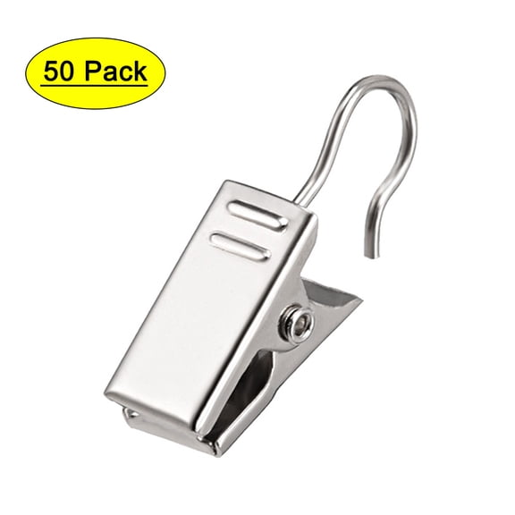 Uxcell 18mm Curtain Clips Metal Chrome Plated Silver Tone 50 Pack
