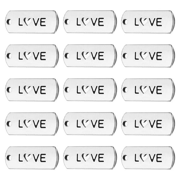 Uxcell 18mm Metal Pendants Drops, 20 Pack Mini Word Pendant for Jewelry Making DIY Style 10, Silver