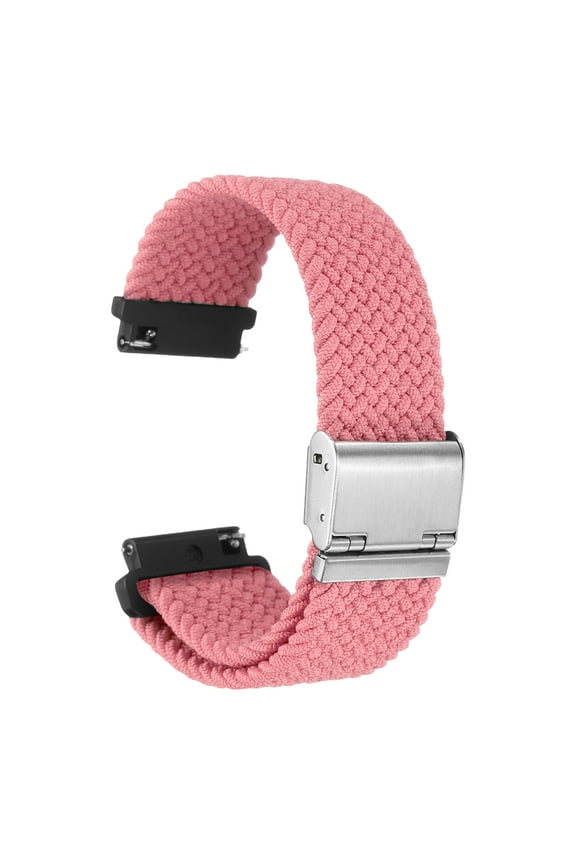18mm Nylon Braided Watch Bands with Stainless Steel Buckle, Pink