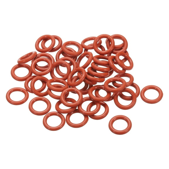 Uxcell 18mm OD 12mm ID 3mm Width Silicone O-Ring VMQ Sealing Gasket, Red 50Pcs