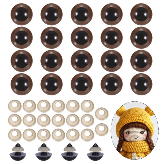Uxcell 18mm Safety Eyes, 20Pcs Realistic Doll Crocheting Safety Eyes with Washers for Decor Crochet Accessories Dolls Craft Halloween, Brown