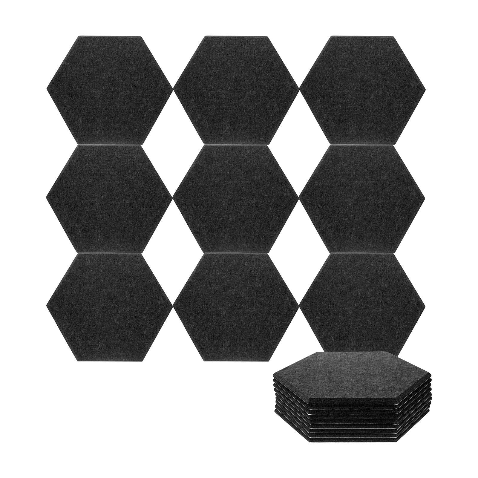 Uxcell 18pcs Acoustic Panels 10.2" x 11.8" x 0.3" Hexagon Self Adhesive Sound Proof Wall Panels High Density Sound Deadening Foam Panel for Home Office Recording Room Studio, Black