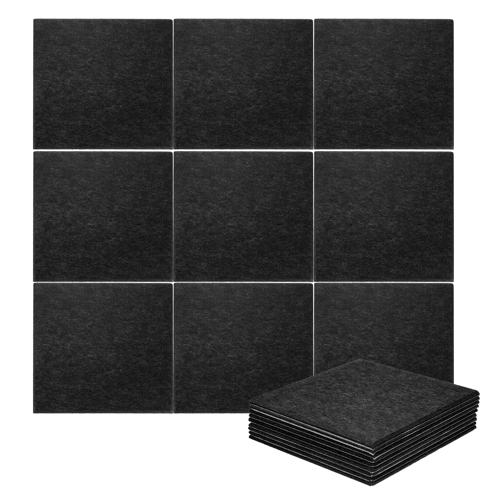 Uxcell 18pcs Acoustic Panels 11.8" x 11.8" x 0.3" Square Self Adhesive Sound Proof Wall Panels High Density Sound Deadening Foam Panel for Home Office Recording Room Studio, Black