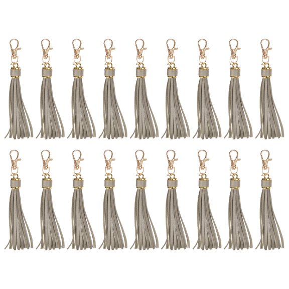 Uxcell 18pcs PU Leather Keychain Tassels, 5.9" Key Chain Tassels, (Gold)