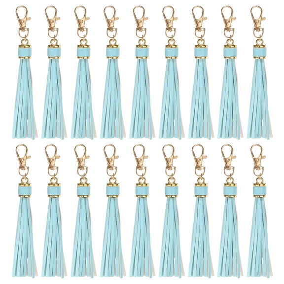 Uxcell 18pcs PU Leather Keychain Tassels, 5.9" Key Chain Tassels, (Light Blue)