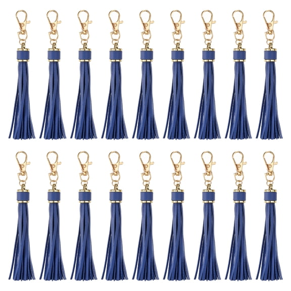 Uxcell 18pcs PU Leather Keychain Tassels, 5.9" Key Chain Tassels, (Navy)