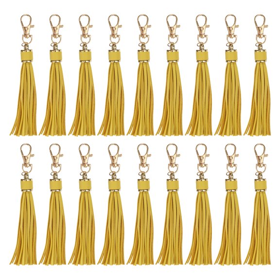Uxcell 18pcs PU Leather Keychain Tassels, 5.9" Key Chain Tassels, (Yellow)