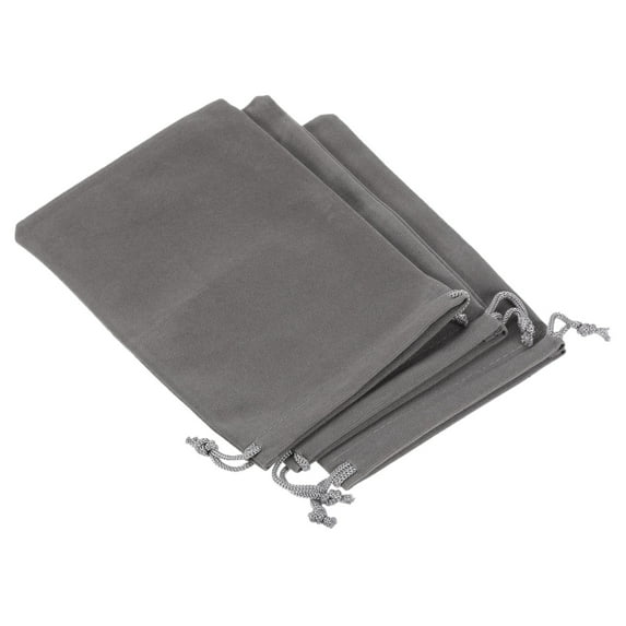 Uxcell 18x12cm Microfiber Pouch, 3Pcs Soft Storage Drawstring Gift Bag, Gray