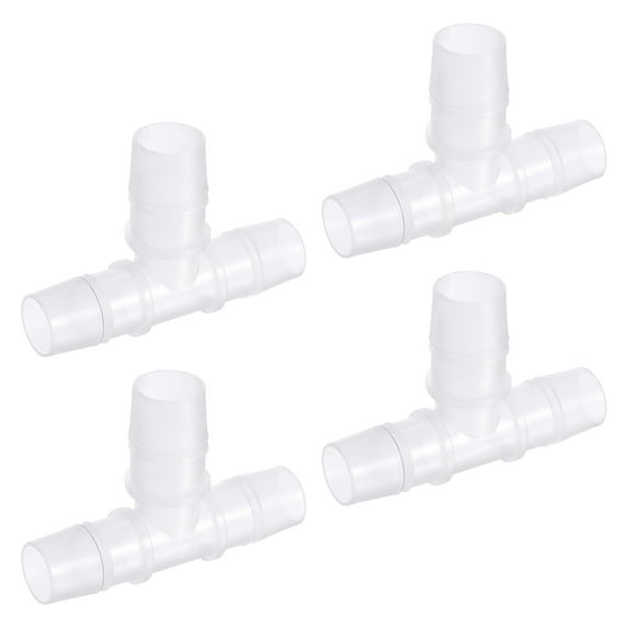 Uxcell 18x20x18mm OD PP Reducing Barb Hose Fitting Tee T Shape 3 Way Pipe Connector, Translucent 4 Pack
