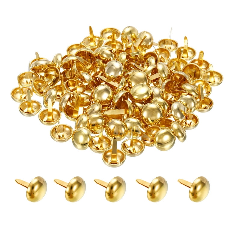 Uxcell 8x16mm Mini Brads Round Paper Fasteners for Art Crafting, Gold Tone  100pack 