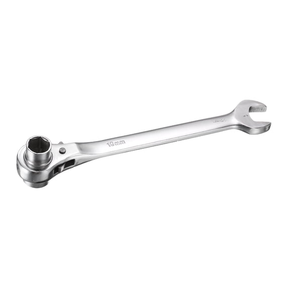 Uxcell 19×22mm Hexagon Scaffold Podger Ratchet Spanner Ratcheting Socket Wrench