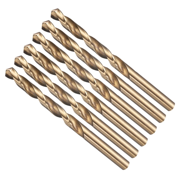 Uxcell 19/64"" Drill Bit Straight Shank 4241 HSS Gold Finish, 6pcs