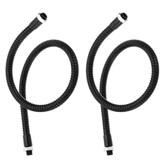 Uxcell 19.7" Universal Gooseneck Hose, 2Pcs M10 Fine Thread Bendable Metal Hose Flexible Arm Tube Extension, Black