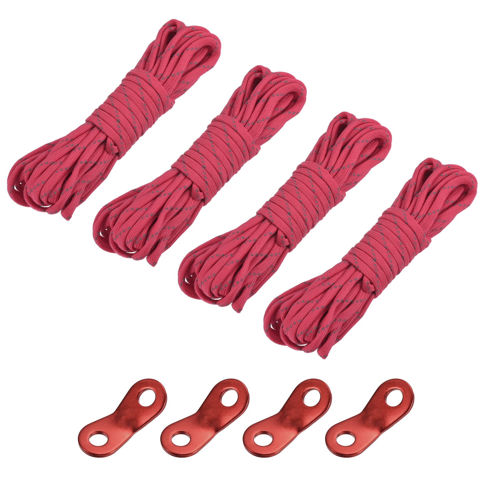 Uxcell 19.7FT 4mm Reflective Camping Guyline Rope Red 4Pack with Cord ...