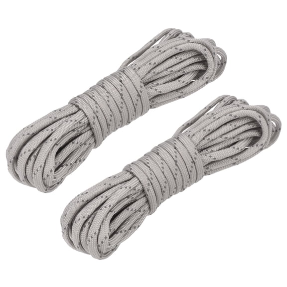 Uxcell 19.7Ft 4mm Nylon Reflective Tent Rope Guyline Camping Cord Light Grey 2 Pack
