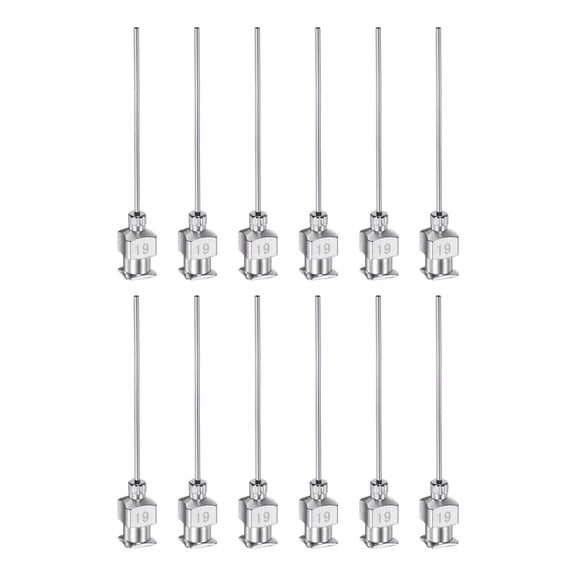 Uxcell 19G Stainless Steel Dispensing Needles, 1 1/2" Glue Needle Tube Blunt Tip 12 Pack