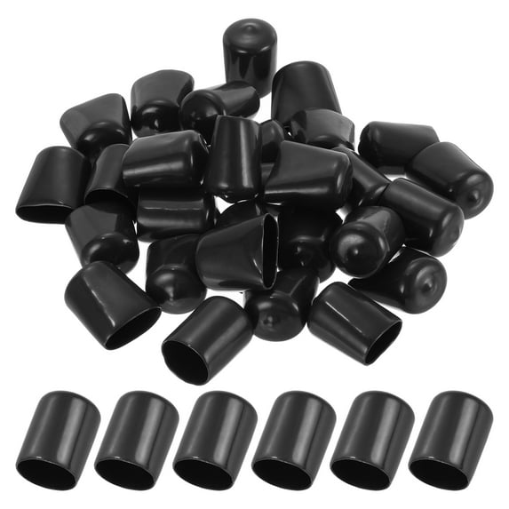 Uxcell 19MM Vinyl Rubber End Caps, 20 Pack Round Bolt Screw Covers Caps for Metal Tubing Bolts, Black