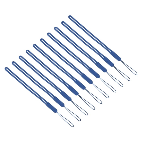 Uxcell 19cm Silicone Wrist Strap Lanyards, 10 Pcs Short Soft Lanyard Wristlet String Badge Lanyard, Blue