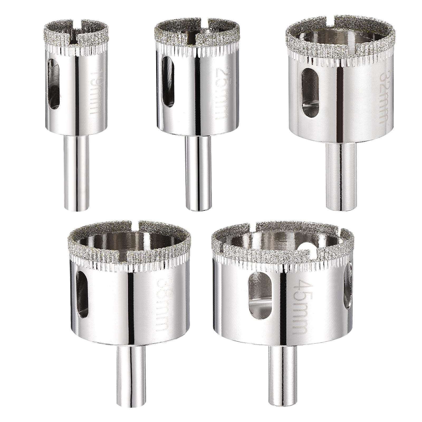 19-45mm Diamond Hole Saw Set, 3/4" - 1-3/4" Diamond Hollow Core Drill Bit Hole Cutters for Fiberglass Tile Ceramic - 5Pcs(50/60 Mesh)