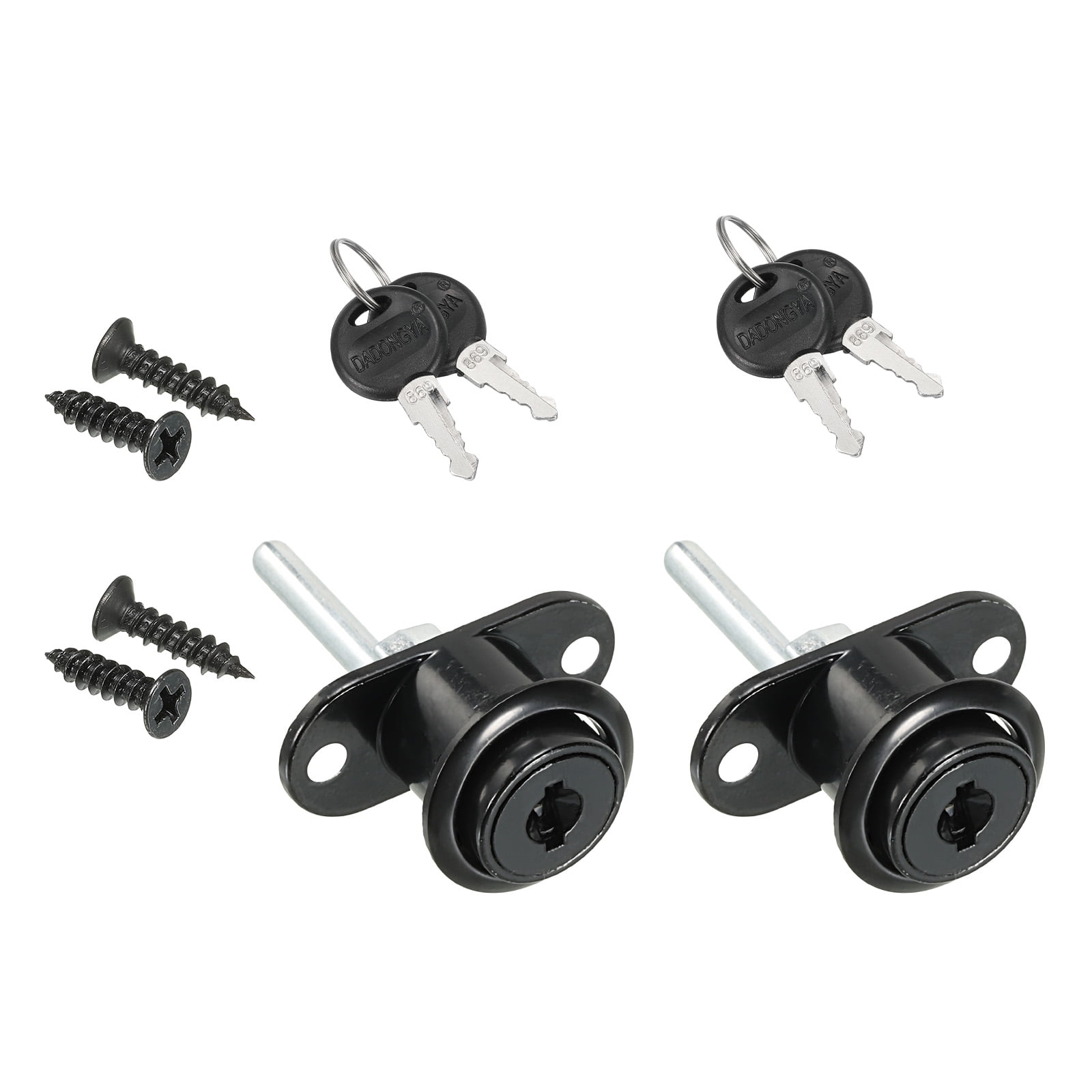 Uxcell 19mm Drawer Locks with Keys, 2 Pack Zinc Alloy Keyed Different  Office Drawer Lock, Black