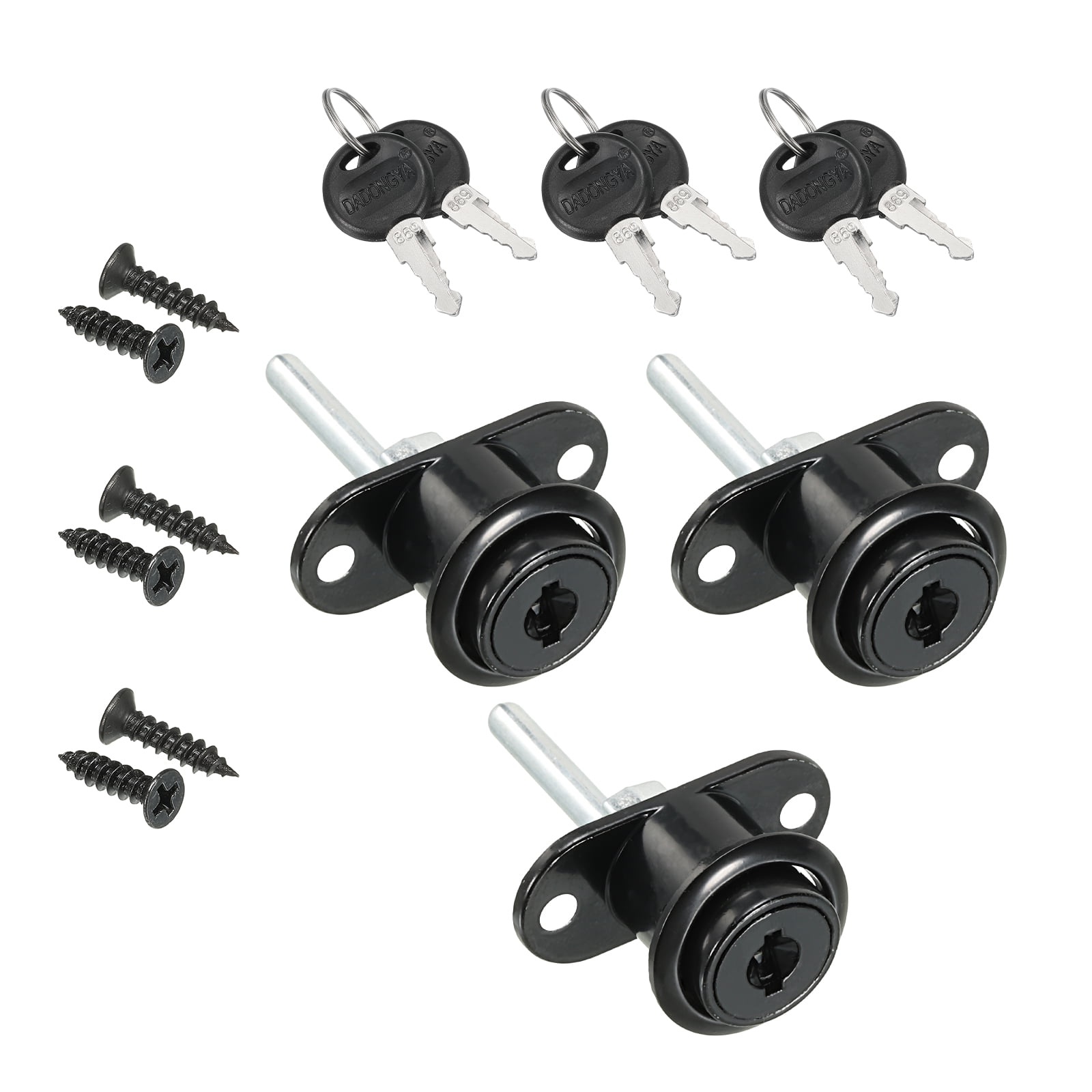 Uxcell 19mm Drawer Locks with Keys, 3 Pack Zinc Alloy Keyed Different ...