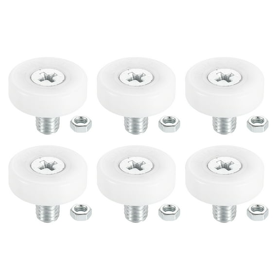 Uxcell 6 Pack Drawer Rollers, 19mm Plastic Drawer Pulley Sliding Positioning Rollers Slide Guide Bearing Small Pulleys with Nuts for File Cabinet Slides, White