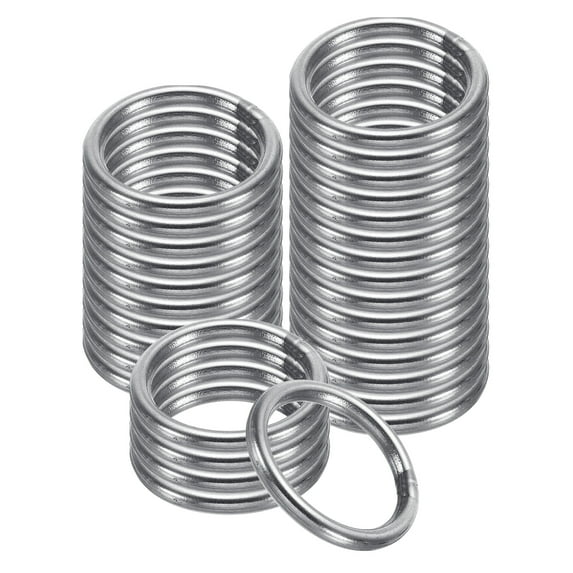Uxcell 19mm Metal O Rings, 30 Pack 304 Stainless Steel Round Rings for Hardware Bags