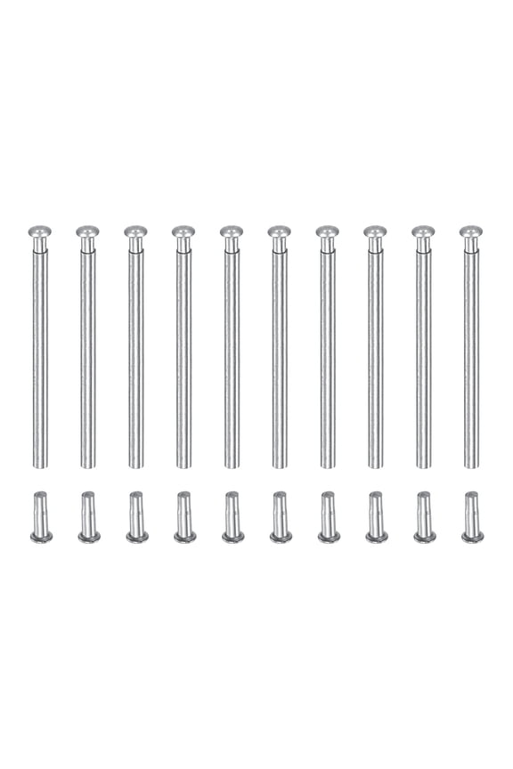 19x1.2mm Stainless Steel Tube Friction Pins Watch Strap Pressure Bars Pin w Rivet Ends Band Clasp Buckle 10Pack