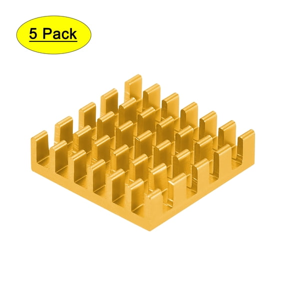 Uxcell 19x19x5mm Aluminum Heatsink Electronic Radiators for MOS IC Chip Gold Tone 5 Pack