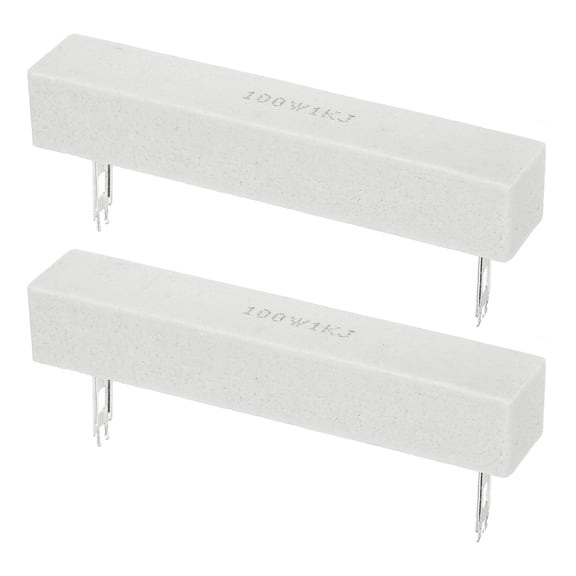 Uxcell 1K Ohm Ceramic Cement Resistor, 100W Power Wirewound Horizontal Cement Resistor Kit Tolerance 5% for Audio Equipment Power Adapters Frequency Divider Circuit Board (Pack of 2)