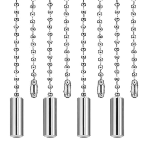 Uxcell 3.3ft Ceiling Fan Pull Chain 4 Pcs Beaded Pulls Cord Extender Cylinder Pendant for Fan Light Silver Tone