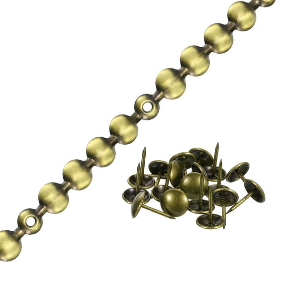 Uxcell 1 Pcs Iron Upholstery Tacks Strips 3.28ft Glossy Decorative Nail Trims with Nails Bronze