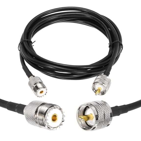 Uxcell 1PCS RG58 Coaxial Cable 8ft/2.4 M, UHF PL-259 Male to UHF SO 239 Female Coax Cable