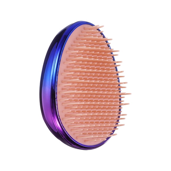 Uxcell 1Pack Detangling Hair Brush, Egg Shaped Palm Detangling Brush Mini Travel Detangler Hairbrush for Wet Dry Hair Glide Through Tangles Curly Long Thick Massage, Electroplated Blue