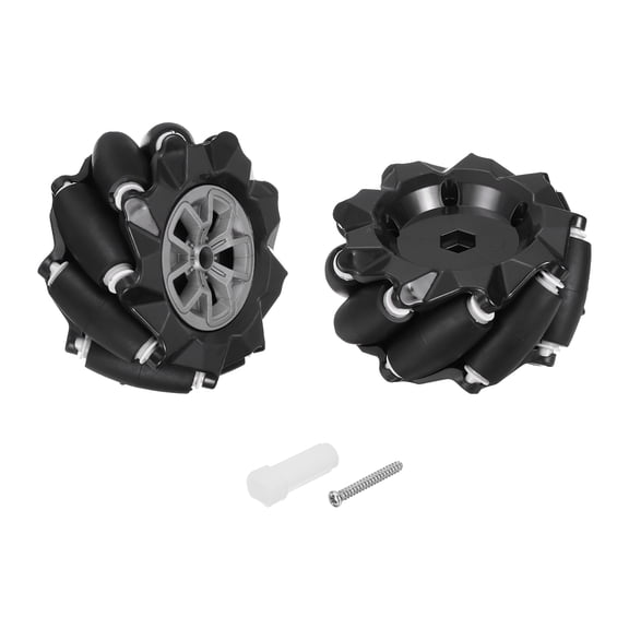 Uxcell 1Pack Mecanum Wheels Set, 97mm / 3.82 ABS Rubber left Omnidirectional Wheels for Smart Robot Car Parts DIY Models Accessories, Black