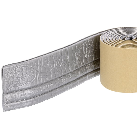 Uxcell 1Pc Foam Molding Trim Self Adhesive, Flexible Wallpaper Border Wall Edging Lines Foam Baseboard Trim for Home Decoration Grey