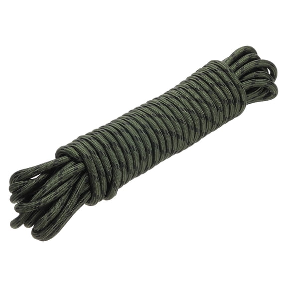 Uxcell 1Pc Polypropylene Rope Diamond Braid Nylon Cord High Strength 1/4" x 50ft Army Green, Black
