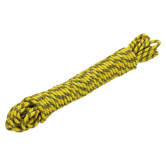 Uxcell 1Pc Polypropylene Rope Diamond Braid Nylon Cord High Strength 1/4" x 50ft Yellow, Black