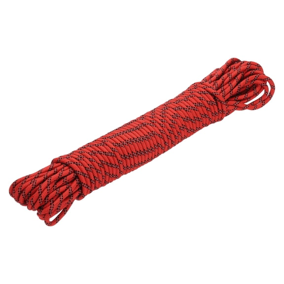 Uxcell 1Pc Polypropylene Rope Diamond Braid Nylon Cord High Strength 1/4" x 98ft Red, Black