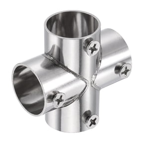 Uxcell 1Pcs 4-Way Cross Pipe Fitting, Fit 3/4 Inch OD Pipe Stainless Steel Structural Joint Pipe Connector Chain Link Fence Clamp for Fence Railing Handrail DIY